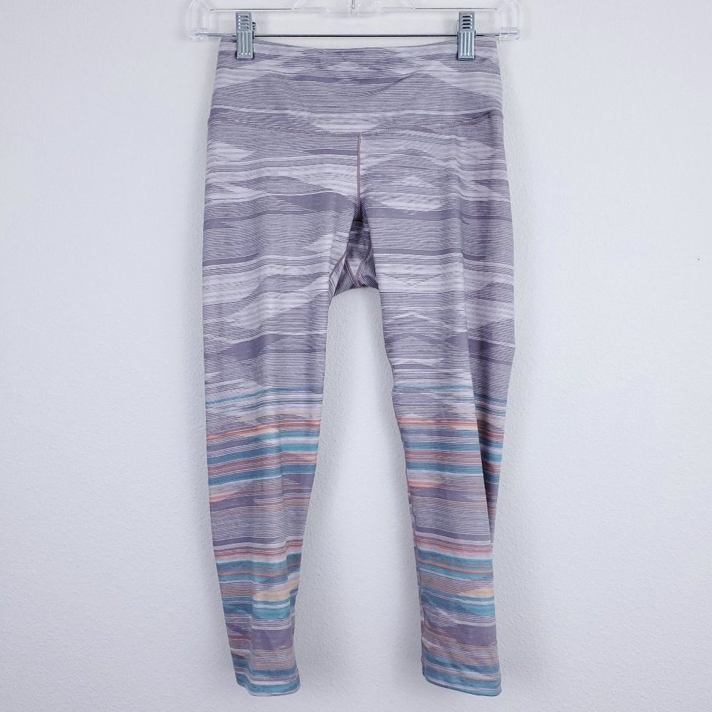 Prana Crop Mid Rise Striped Athletic Leggings XS
